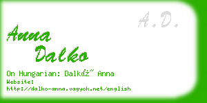 anna dalko business card